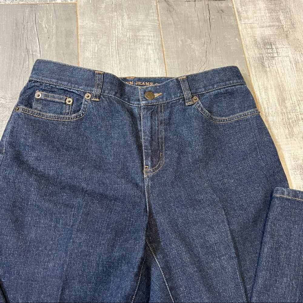 Vtg 90s Ralph Lauren High Rise Rigid Denim Creased Straight Leg Jean Leather 2 P - Picture 3 of 7